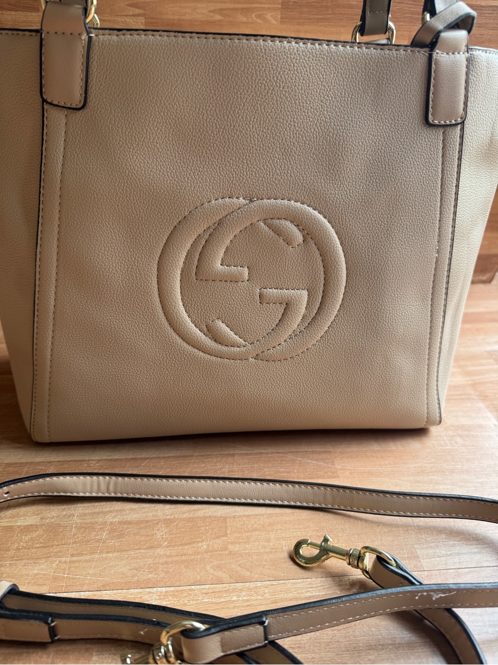 Cream color purse with strap